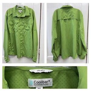 Coolibar Mens XXL Green UPF 50+ Long Sleeve Fishing Shirt sun protection mesh